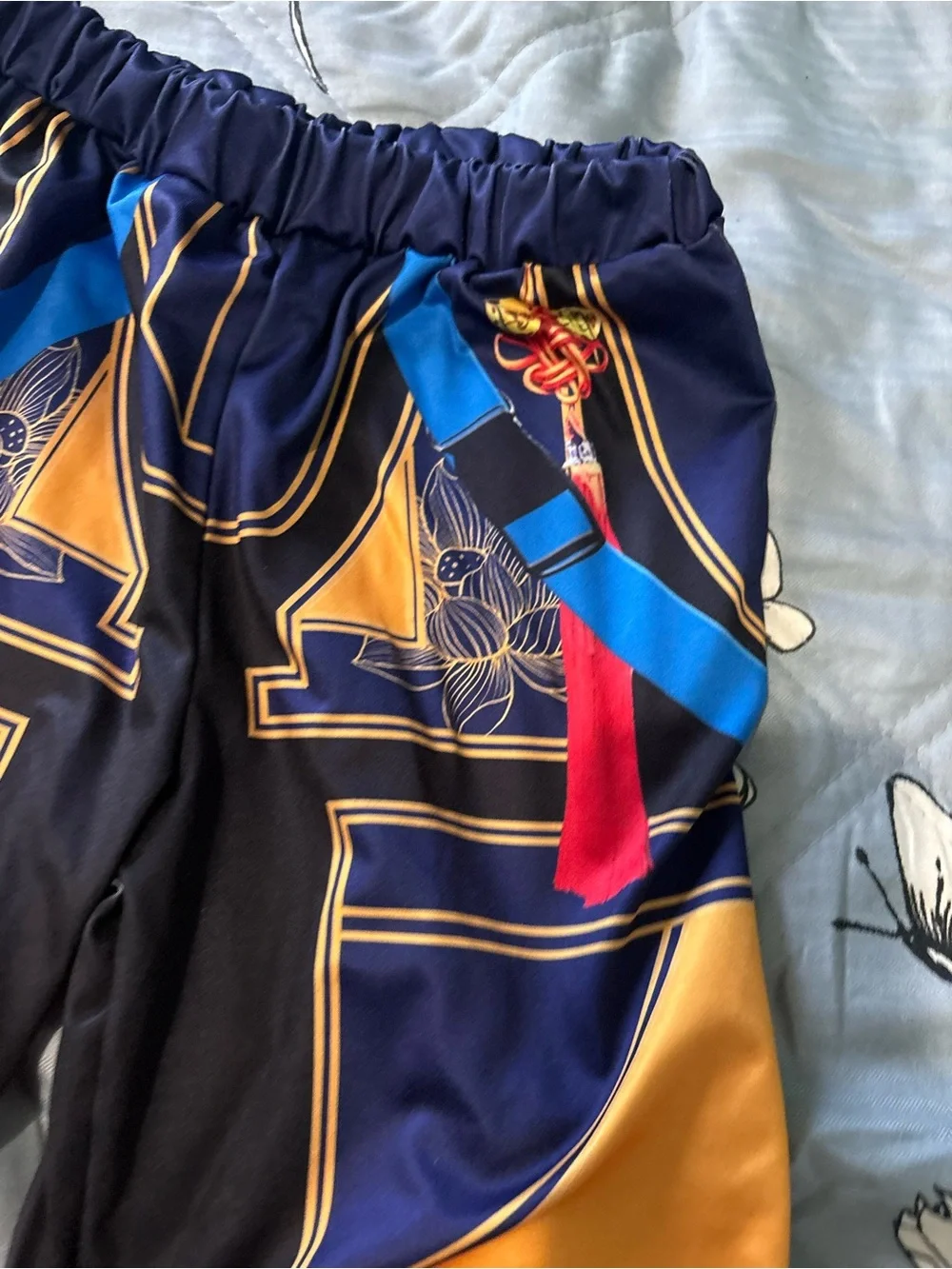 K pop demon hunter Zoe pants Navy, Gold and Blue Kids Costume Pants